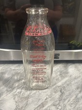 Vintage Johnson Farm Dairy Glass Milk Bottle