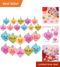 Valentine's Day Conversation Hearts Candy Ornaments, 36 Pcs Colorful Heart De...