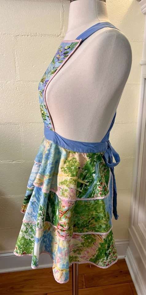 Bib Apron Country Charm Cottagecore Print Ruffles Landscape Scene Fits XS To L - Image 3 of 4