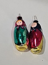2 RARE Antique Vintage Soviet USSR glass Xmas Christmas Ornaments. "1.5 In MINT 