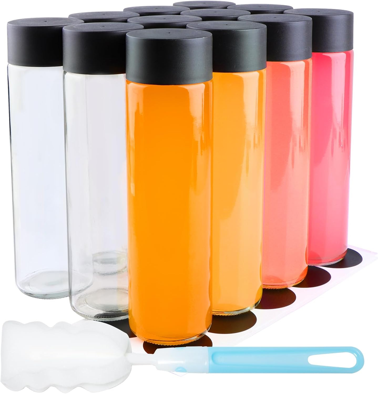 , 500ml Empty Glass Drink Bottles With Black Lid