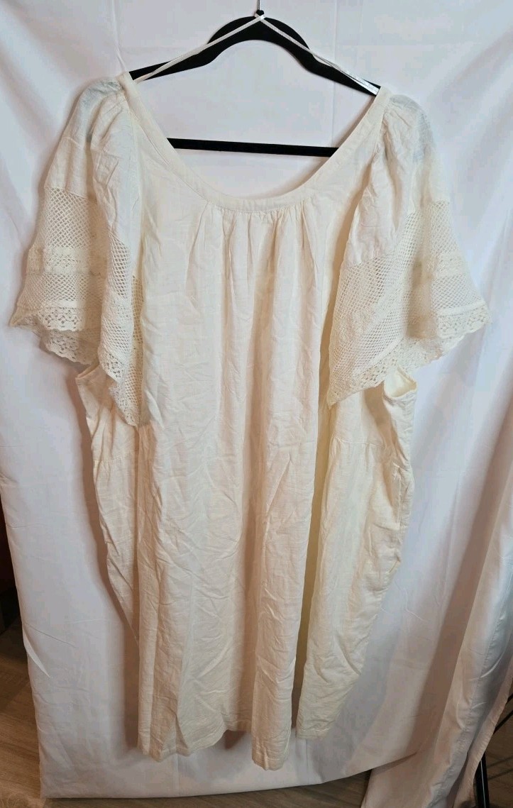 Old Navy women's plus size 4X Ivory 100% Cotton Flutter Sleeve Dress