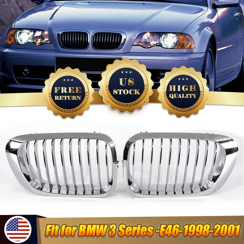 Chrome Front Kidney Grill For BMW 3-Series E46 1999-2001 Coupe 2Door 325Ci 330Ci