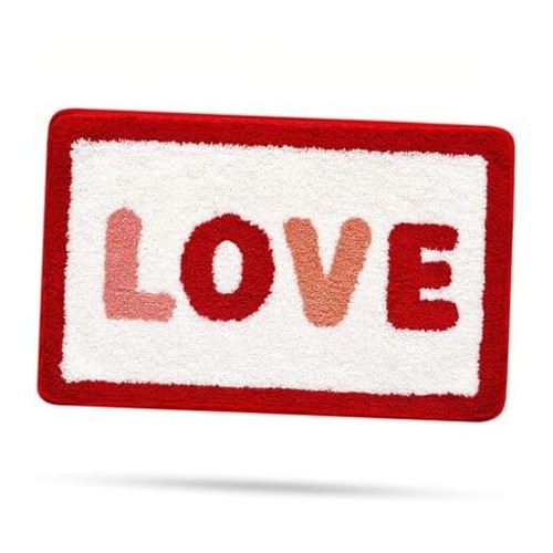 Bath Mat Love Shaped Bathroom Rug Non-Slip Soft Shower Rug Microfiber Cute - 第 1/8 張圖片