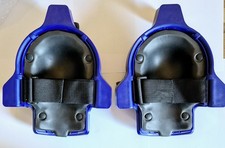 2x Blue Rolling Knee Pads Flexible Sliding Adjustable Strap 3 Wheels