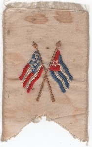 Original 1898 Spanish American War US & Cuba Flags Woven Ribbon