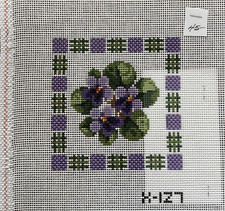 PANSIES Handpainted Needlepoint Canvas 12 Mesh 5.5" Treglown Pansy
