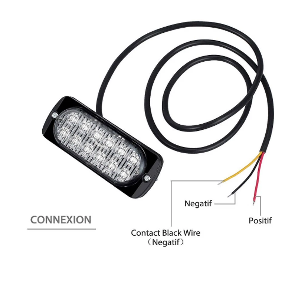 2PCS Yellow 12 LED Car Truck Emergency Warning Hazard Strobe Flash Light Bar - Image 3 of 4