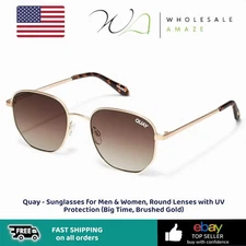 Quay - Sunglasses for Men & Women, Round Lenses with UV Protection (Big Time)