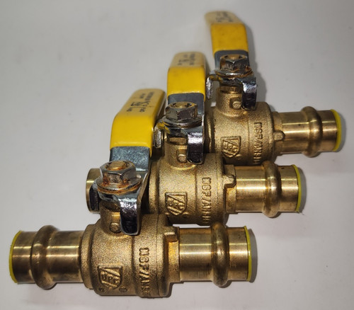 (3x) 1/2" Press Ball Valve Fittings 1/2'' Lead-Free Brass Shut-Off Valve Copper