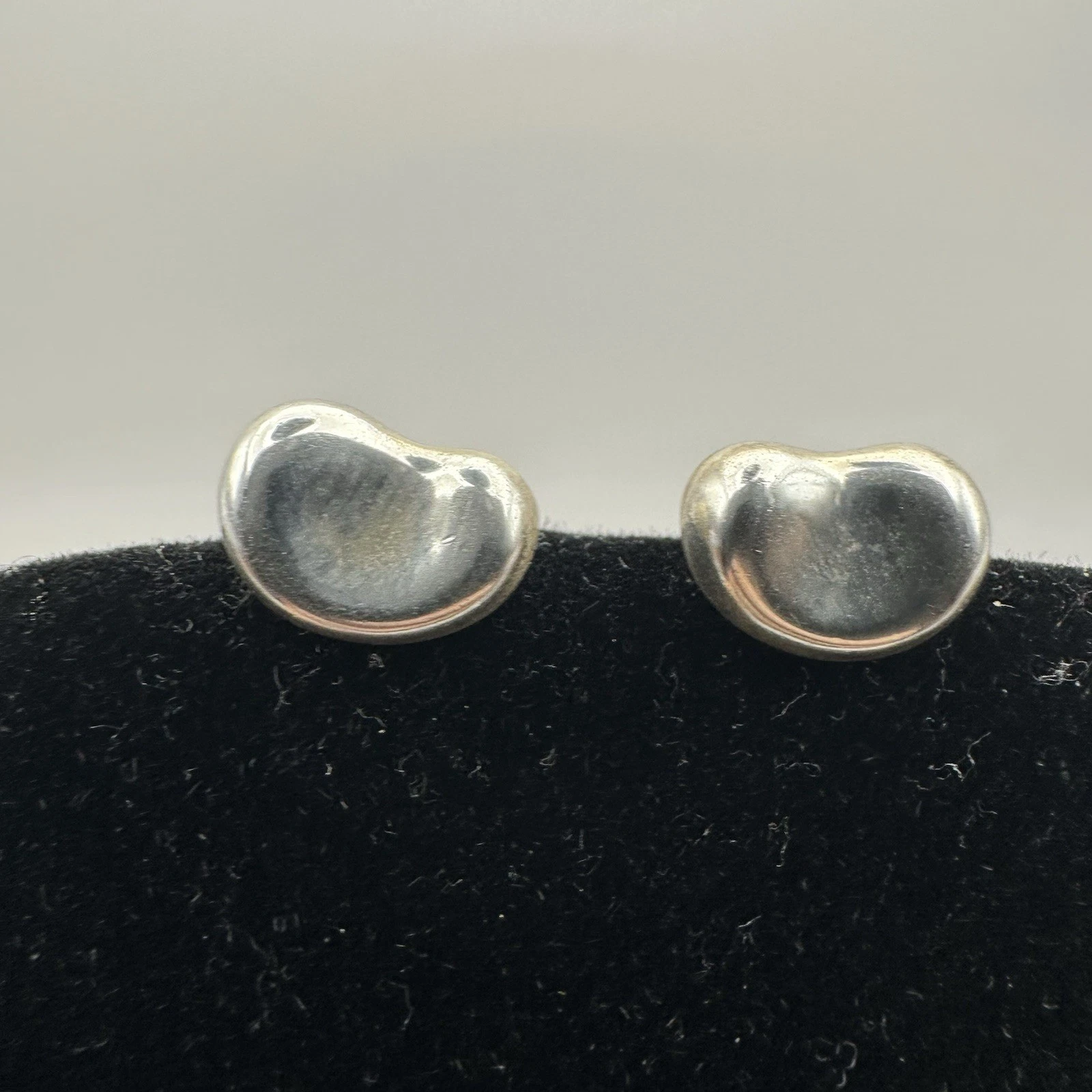 Tiffany & Co Silver Elsa Peretti Bean Stud Earrings