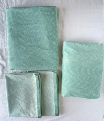 Vintage Laura Ashley Double/Full Sheet Set Flat & Fitted 2 Cases Green Ribbon