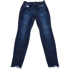 Judy Blue High Rise Dark Wash Distressed Raw Hem Skinny Jeans Women's Size 16W