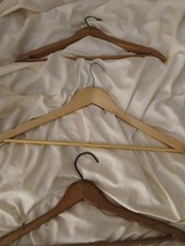 Vintage Wooden Clothes Suit/Jacket/Dress Hangers Lot 3 Sturdy