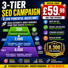 3-Tier SEO Backlinks | 8,300 High-Quality Links | Manual Link Building | &pound;59.99