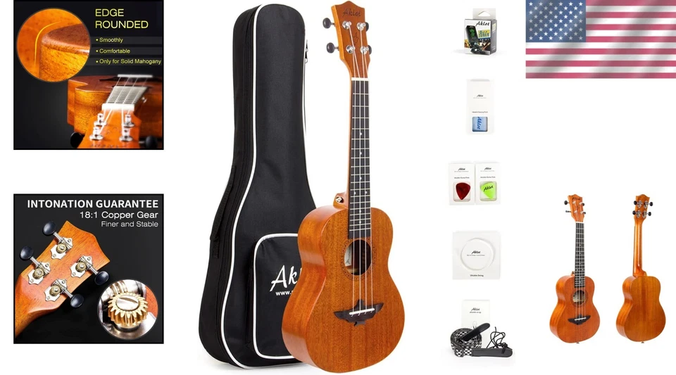 Ukulele de concerto 23 polegadas para canhotos – Kit completo de acessórios incluído - Imagem 2 de 4