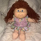 Lovely 1990 Crimp N Curl Cabbage Patch Kids Girl Doll Auburn Hair Blue Eyes