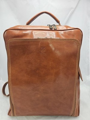 Vera Pelle Cognac Handmade Italian Leather Backpack Unisex