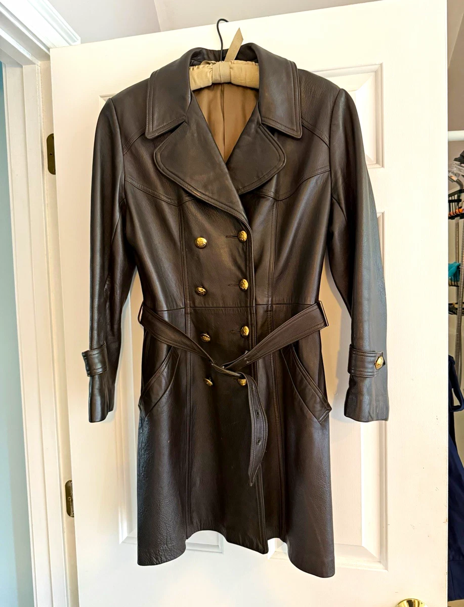 vintage leather trench coat products for sale | eBay