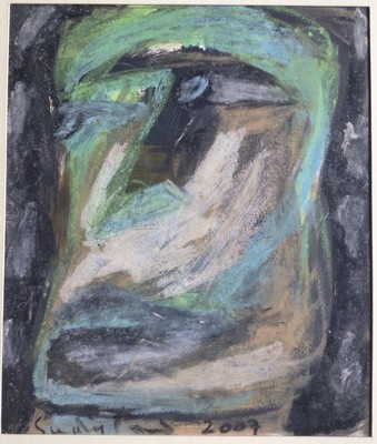 Contemporary Pastels Painting Semi Abstract Modern Art India Sudipta Khan Face