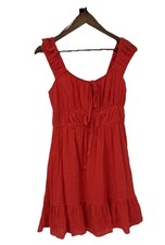 Milkmaid Red Boho Tiered Mini Dress Ruffle Straps Tie Empire Waist Romantic