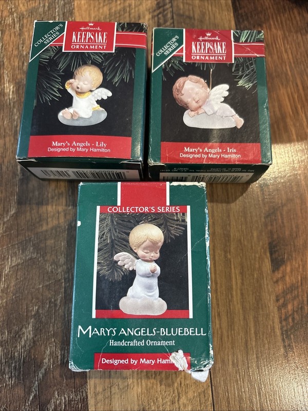 Hallmark Ornaments 3x Mary's Angels W/Boxes Mary