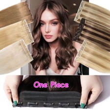 One Piece Real HUMAN Clip in Remy Human Hair Extensions Weft Full Head Highlight
