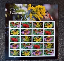 2017USA #5228-5232 Forever - Protect Pollinators - Mint Sheet of 20 butterfly