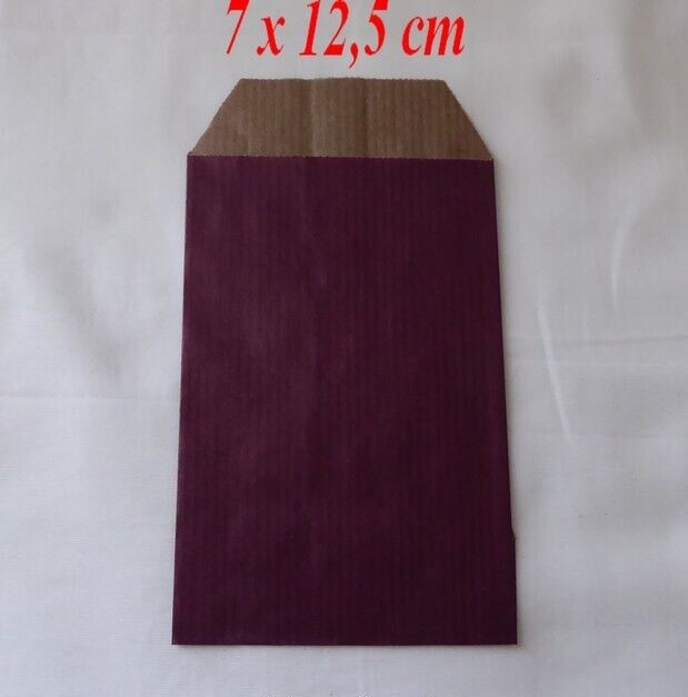 Lot De 100 Pochettes En Papier Kraft Violet Aubergine 7x12,5 Cm - Pour Emballage Bijoux Ou Cadeaux - Neuf