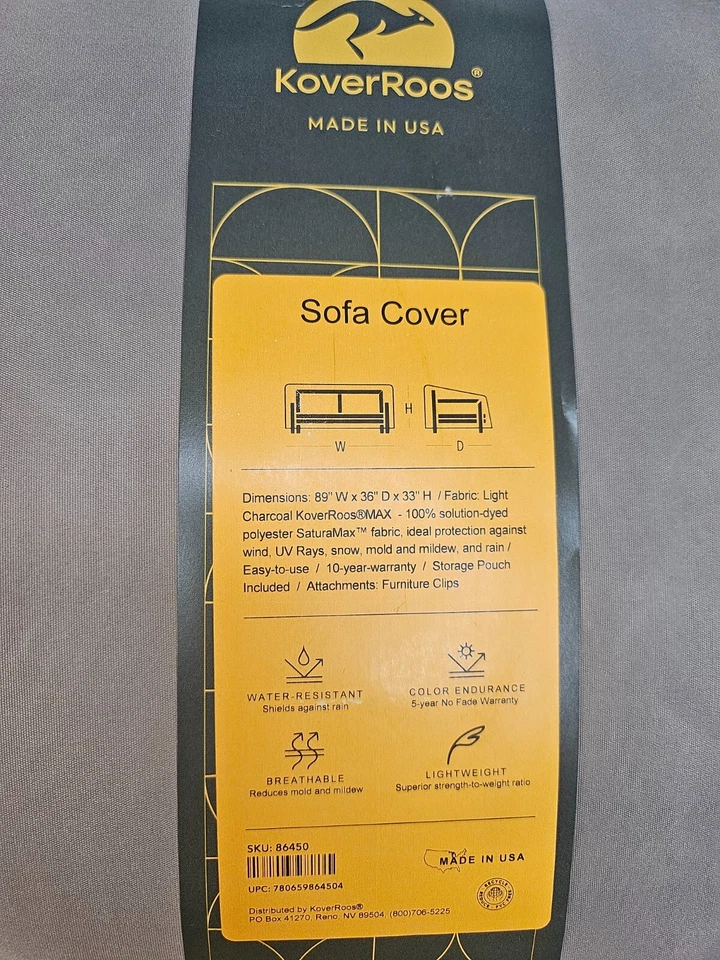 KoverRoos MAX Outdoor Sofa Cover - Weather Protection - 89" W x 36" D x 33" H - Image 3 of 4