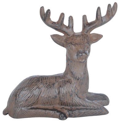     Hirsch Liegend     Hirschgeweih Figur Gusseisen Landhausstil TT199