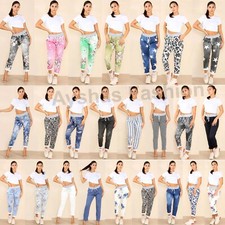 Womens Joggers Italian Floral Print Trousers Casual Jogging Bottoms Ladies Pants
