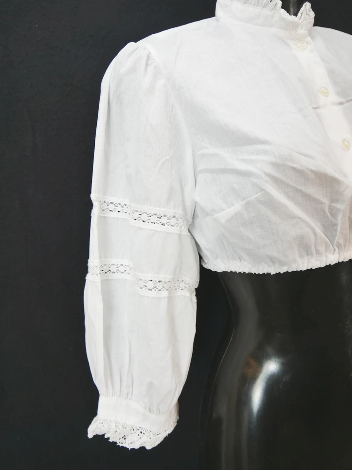 Gr.42 Dirndlbluse weiß Bluse für Dirndl C&A Baumwollmischung Spitze B10303 - Bild 3 von 4
