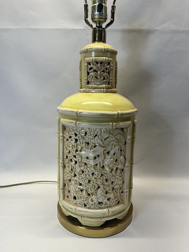Mid Century Chinoiserie Table Lamp Hollywood Regency Bamboo Brass Vintage - Picture 2 of 11