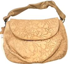 Sorpresa Sholder Bag Camel Brown Suede Body & Leather Handle with Tags 14" x 11"