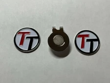 (2) Rare Fine Quality 1" Flat Coin Style Golf Markers With Bonus Hat Clip 