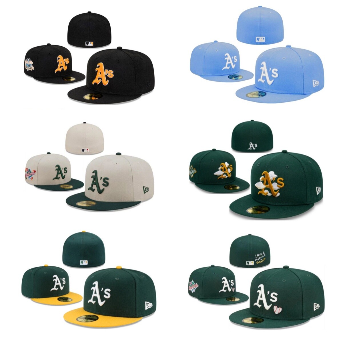 Oakland Athletics Baseball Mens Cap Fitted Embroidered Sun Hat Sports Casual