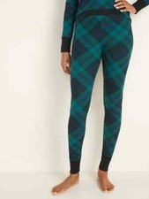 NWT Old Navy Green Blue Plaid Thermal Knit Pajama Pants Sleep Leggings Women S