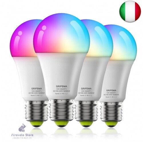 GRIFEMA GD1003-4, 4 lampadine intelligenti WIFI-Bluetooth, lampadine RGB full