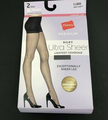 Hanes Ultra Sheer Pantyhose 2 Pairs Barely Black XL Silky Premium Control Top 192503480738 | eBay