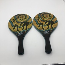 Vintage Pair of Multicolor Splashball Paddles Beach Pool Game Sipa Sipa Painted