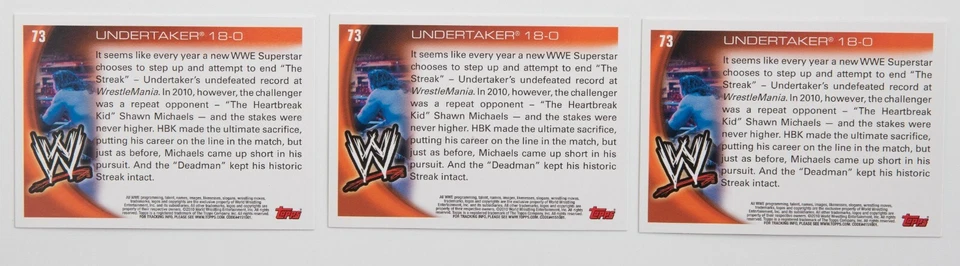 The Undertaker 2010 Topps WWE Card #73 18-0 Wrestlemania XXVI Legend Superstar - Image 4 of 4