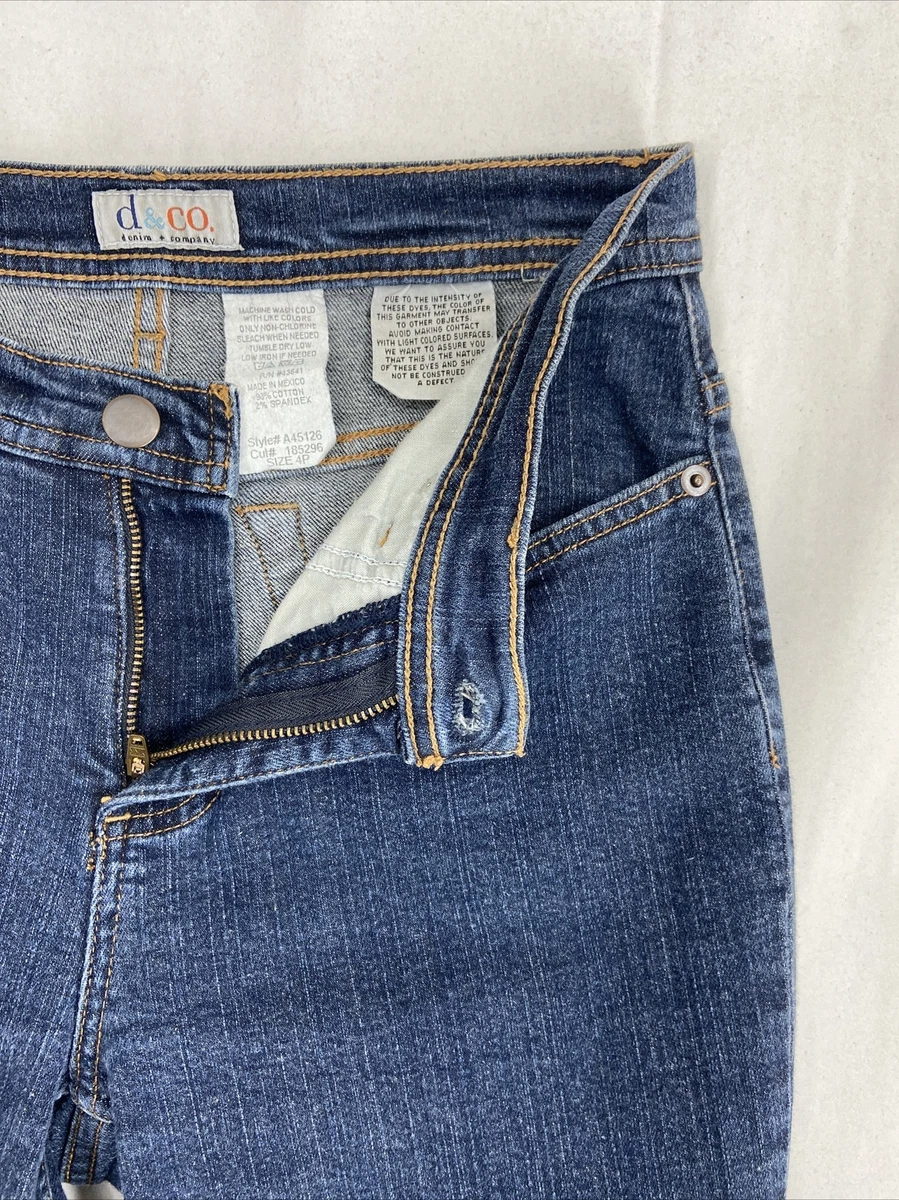 D Co. Denim Company Size 4P Women s Distressed Blue Jeans Mid Rise Stretch