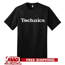 TECHNICS LOGO T-SHIRT Dj Turntables Old School Record Player Vinyl Shirt Tee Dee