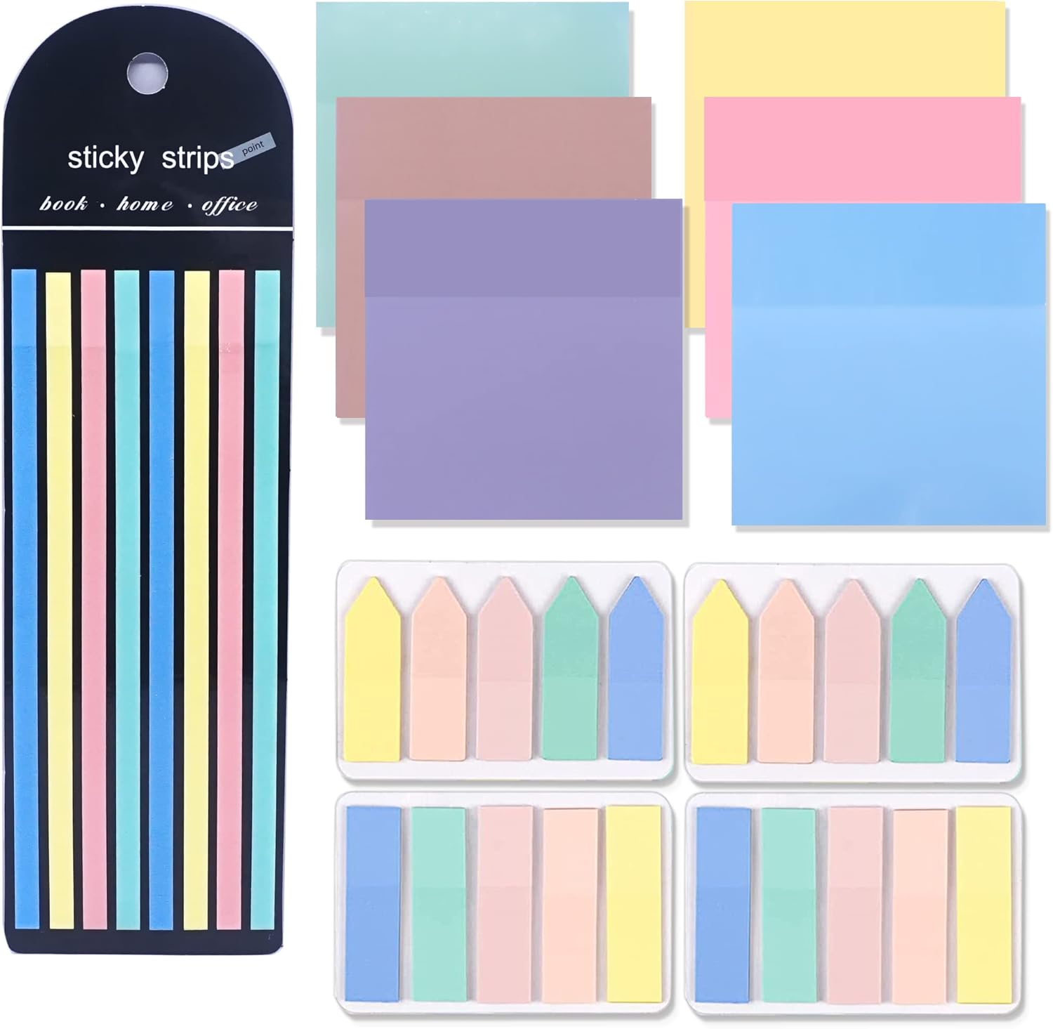 960Pcs Transparent Sticky Note Pads Set,Clear Sticky Notes,Highlight Strips Inde-image