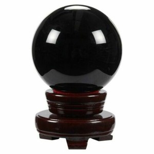 Juvale 3.1 in Obsidian Crystal Ball with Wooden Stand - Black