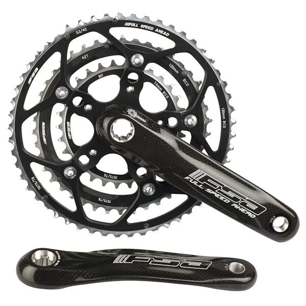 New FSA Pro Triple Carbon Crankset Isis 9 Speed Road Bike 53 42 30t 172.5mm