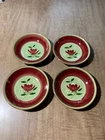 Stangl Magnolia Set of 4 Fruit Bowls 1952 HandPainted Maroon Yellow Green Engobe