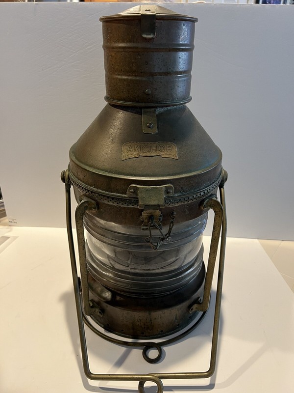 20” Antique Anchor Brass Ship Oil Lantern Nautical Boat Light Navy Maritime Rare