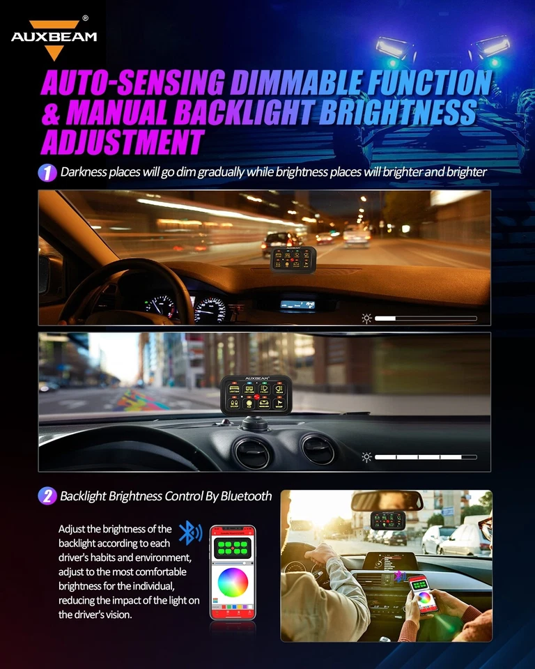 AUXBEAM RGB 8 Gang переключатель панели цепи управления Bluetooth для Peterbilt Kenworth - Изображение 4 из 4